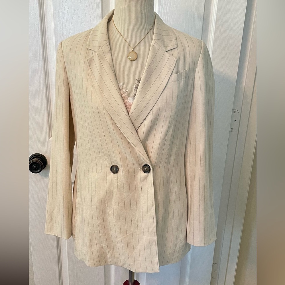 NWT Sanctuary pinstripe Oversized Blazer cream, small